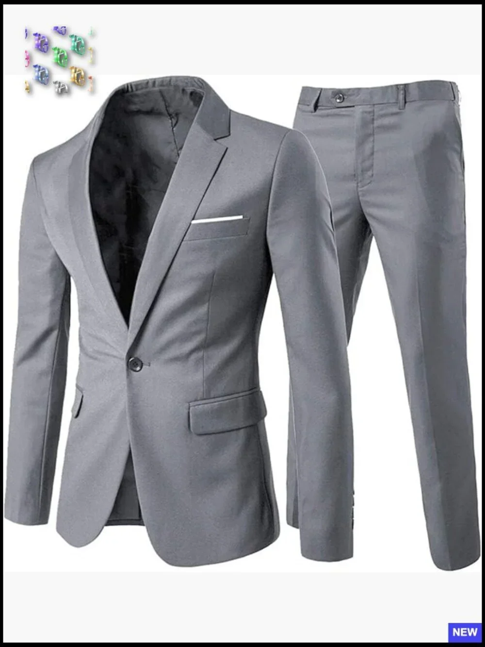 Slim Fit Two-Piece Suit Set Classic Elegant Formal Blazer Pants